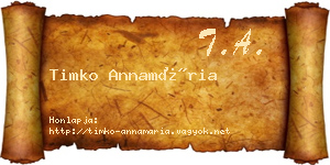 Timko Annamária névjegykártya